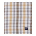 Rutete lin/bomulls duk 150x250 cm oliven/hvit/beige