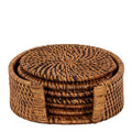 Rattan glassbrikke 6 stk i stativ brun