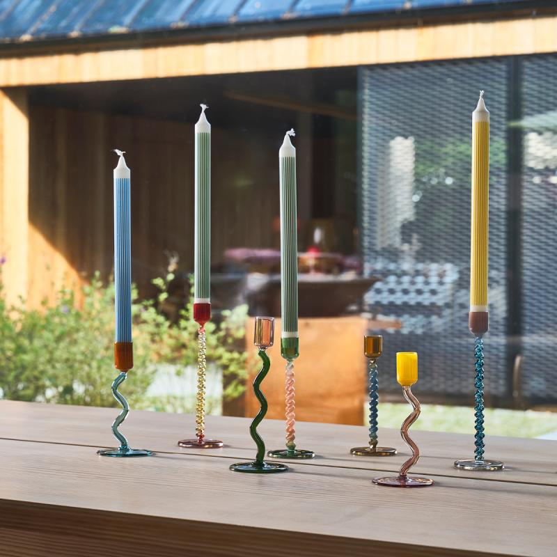 Styles lysestake glass 7,4x20,3 cm blå/rosa