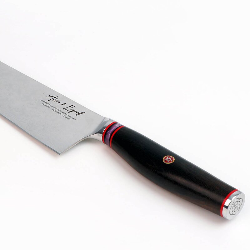 Skarp kokkekkniv 24 cm stål/tre