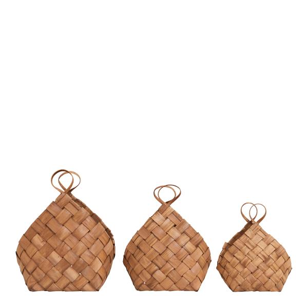 Conical kurv sett 3 deler brun