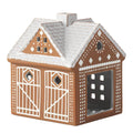 Pepperkakehus lyshus julestall 11,5 cm brun