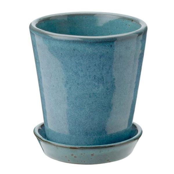 Krukke m/fat H12 cm støv blå