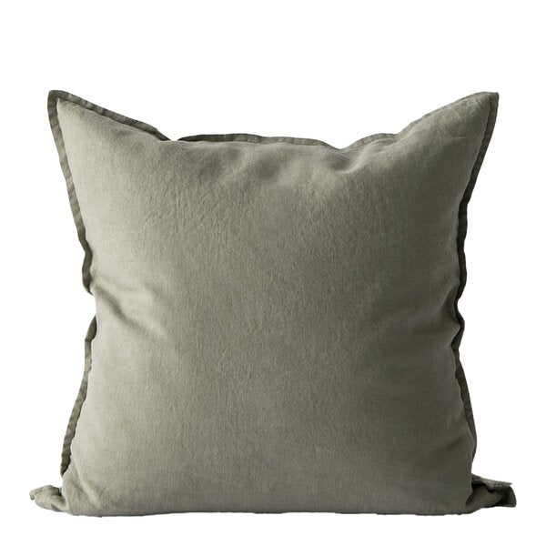 Putetrekk lin 50x50 cm olive