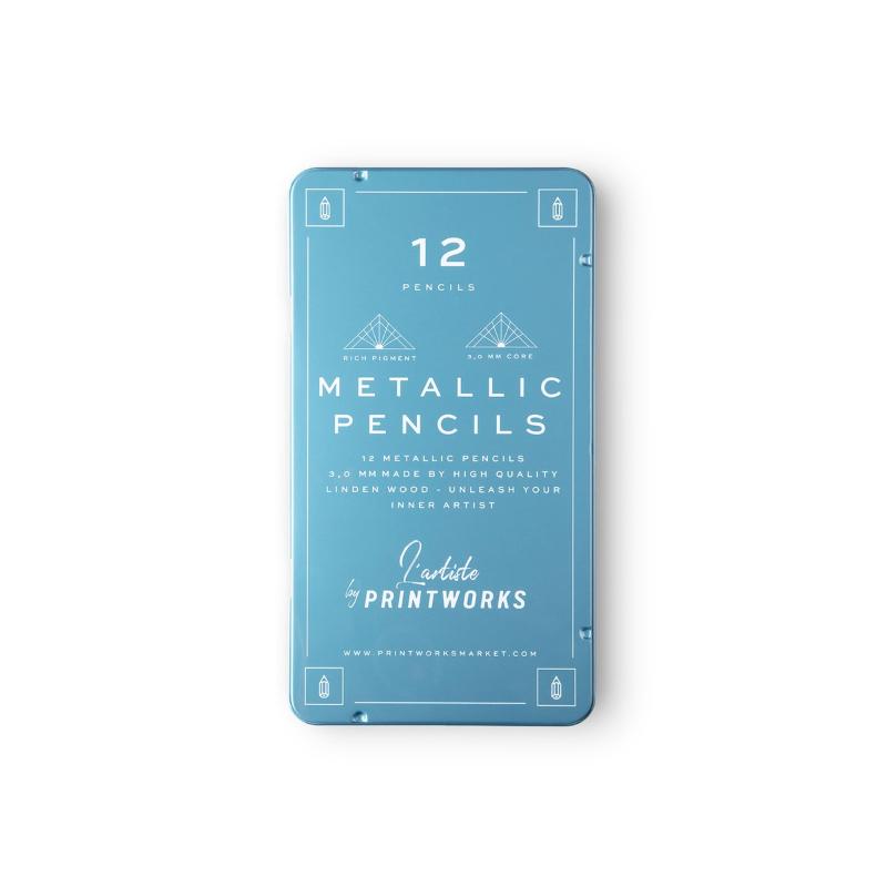 Fargepenner 12 stk metallc