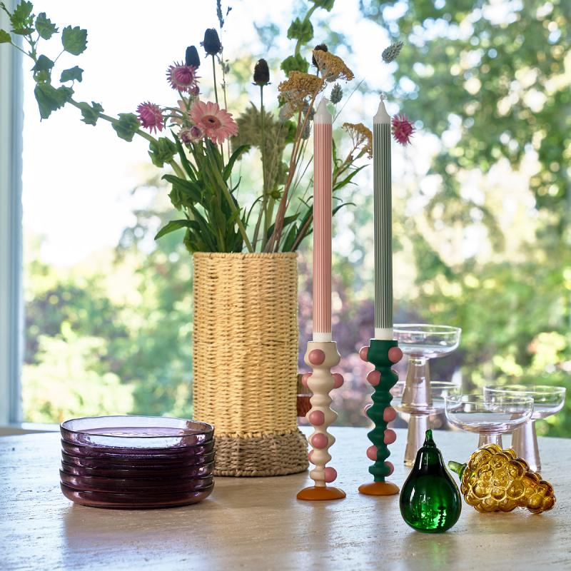 Styles vase m/ glassbeholder 17x28 cm lys gul