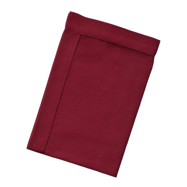 Stoffserviett med brodert hullsøm 50x50 cm mørkerød
