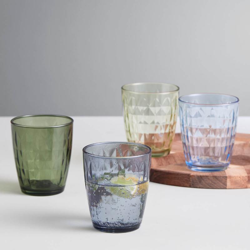 Mosaic vannglass 34 cl 4 stk shades of blue/green