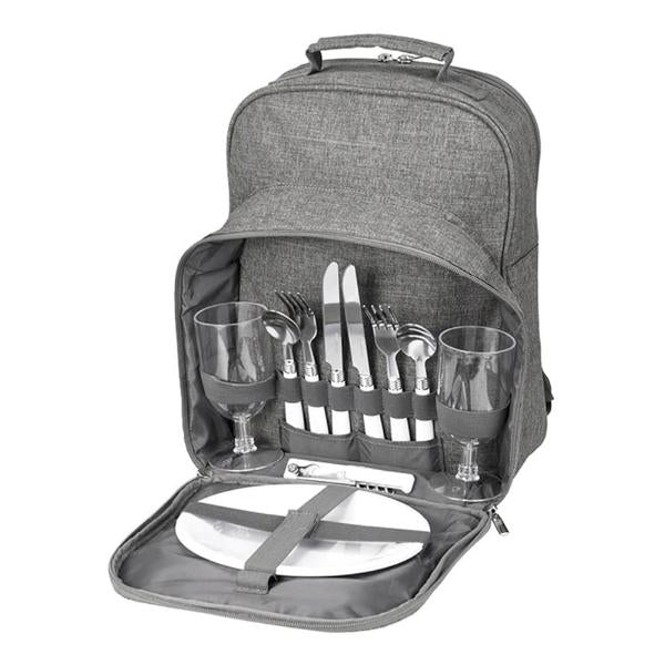 Peri piknikryggsekk for 2 personer 26x17x35 cm grå
