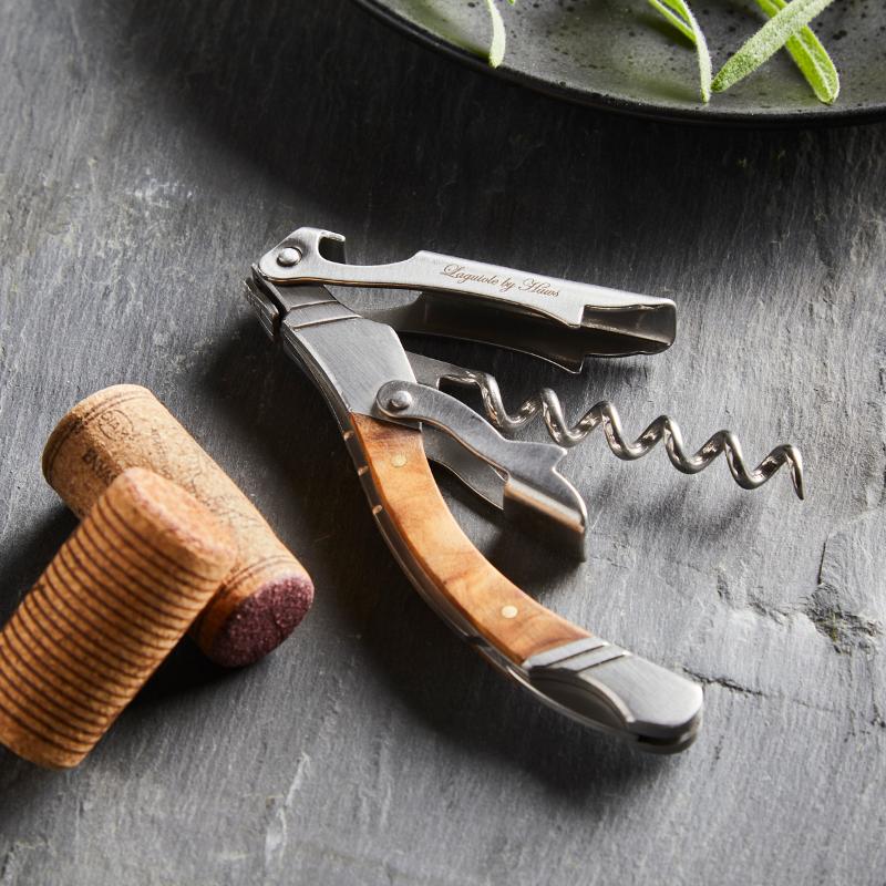 Flaskeåpner 17 cm rustfritt stål oliventre