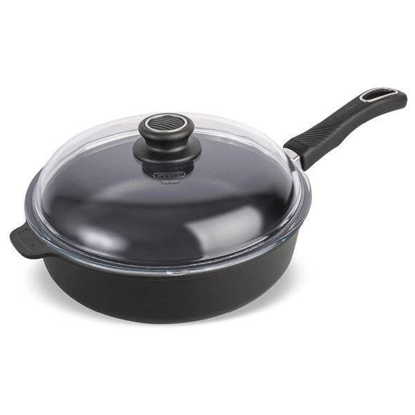 Traktørpanne med glasslokk 28 cm svart