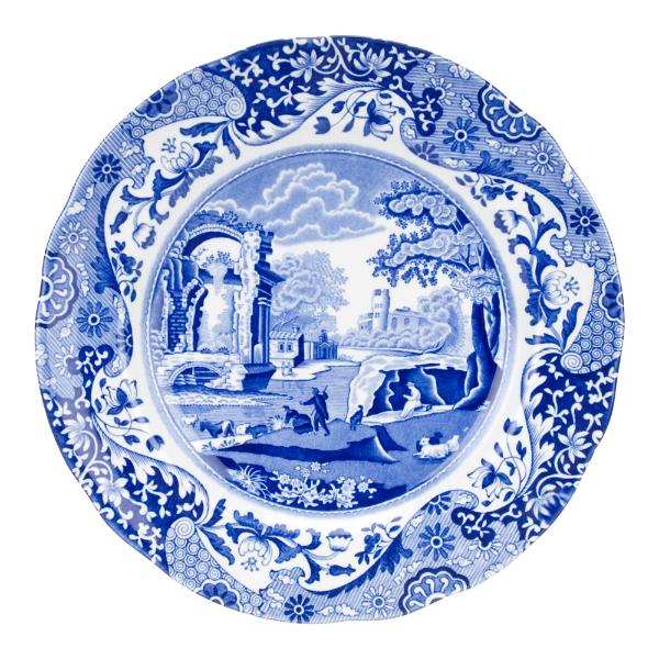 Blue Italian tallerken flat 23 cm blå/hvit