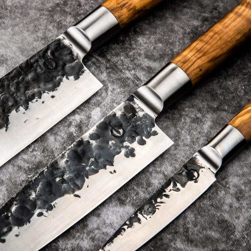 Knivsett 3 deler 35/32/25 cm olive