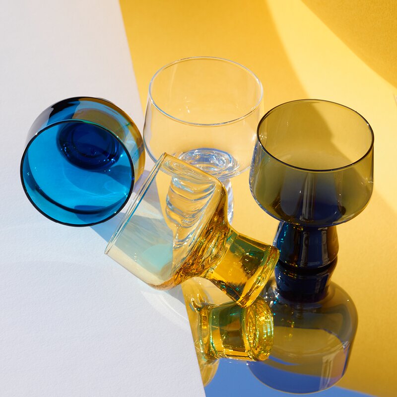 Solare glass på fot 29 cl 2 stk ildgul