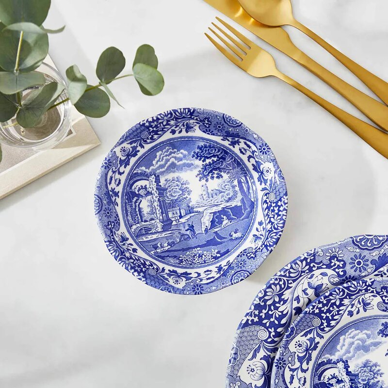 Blue Italian frokostbolle 16 cm blå/hvit
