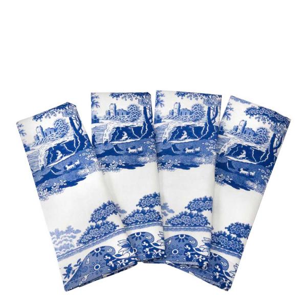 Blue Italian serviett 45x75 cm 4 stk blå/hvit