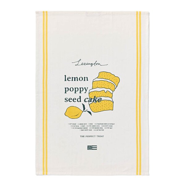 Kjøkkenhåndkle lemon poppy 50x70 cm hvit/gul