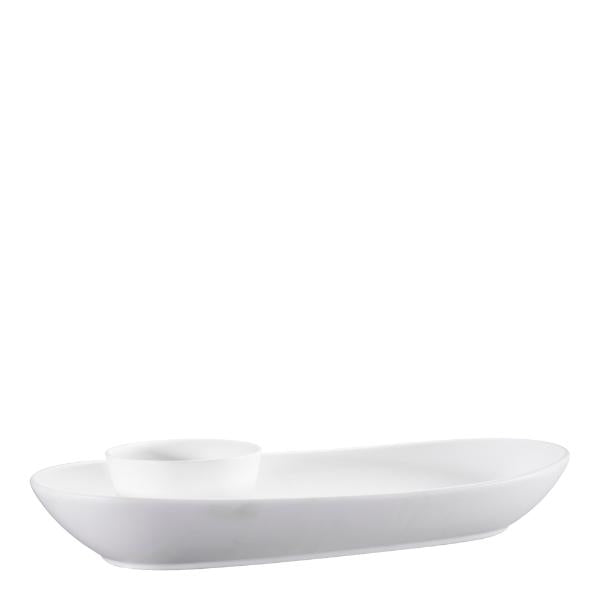 Nor tapasfat båt m/skål 7x12x44,5 cm hvit