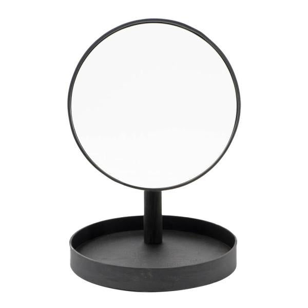 Look sminkespeil med fot 25 cm mørk eik