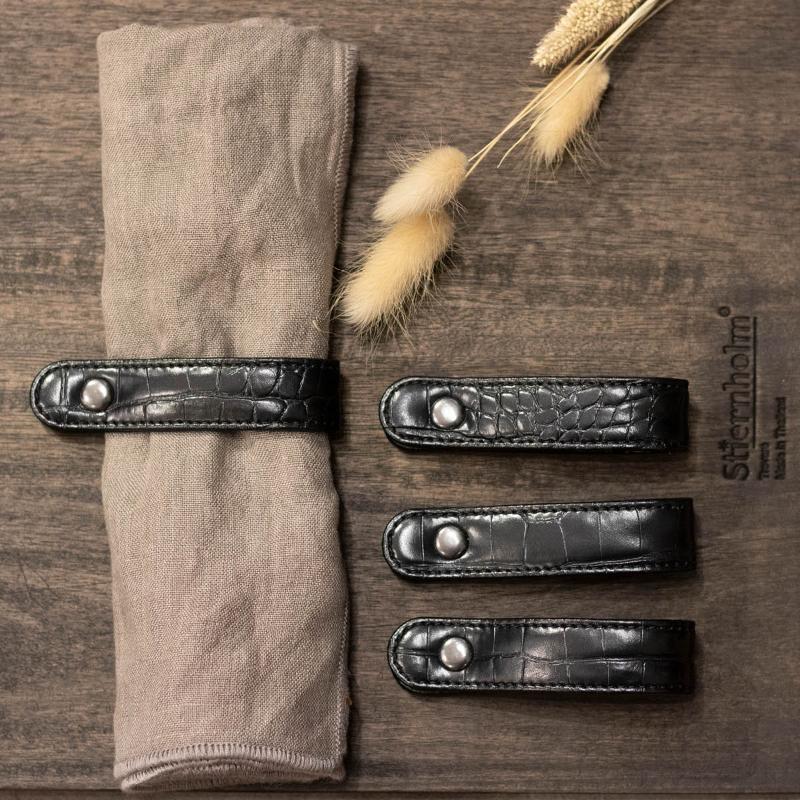 Croco serviettring 4 stk svart