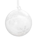 Julekule med snø stjerne sølv 12 cm