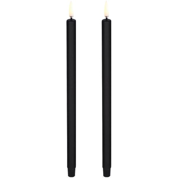 LED kronelys 25 cm 2 stk svart