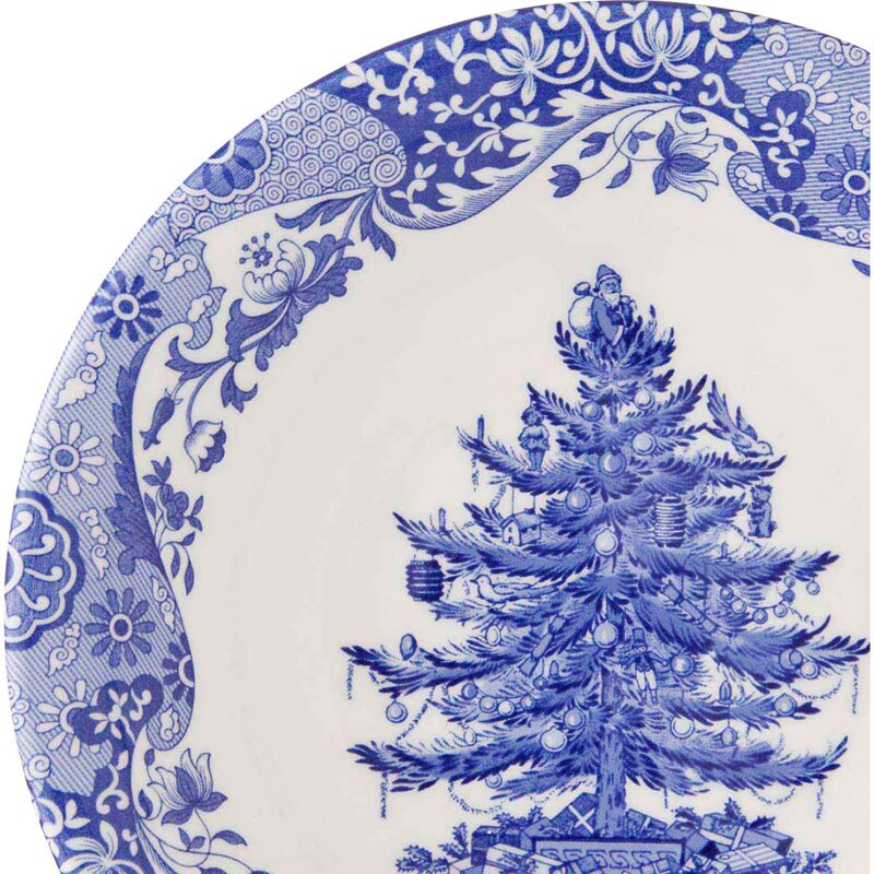 Blue Italian Christmas Tree skål 20 cm blå/hvit