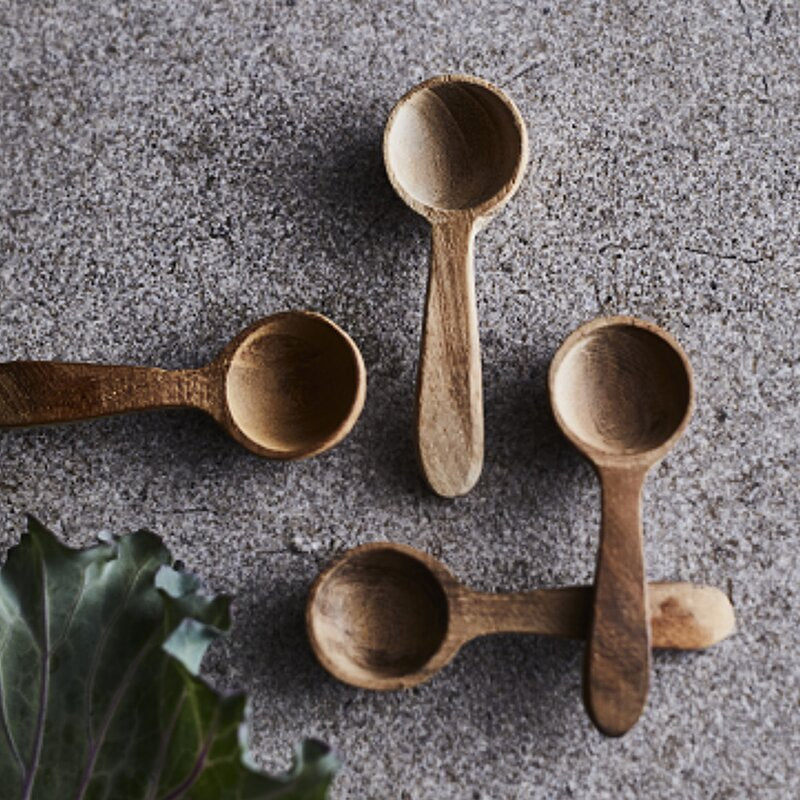 Teak skje 6 cm 4 stk natur