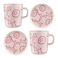 Piirto Unikko servisesett 4 deler rosa/rød