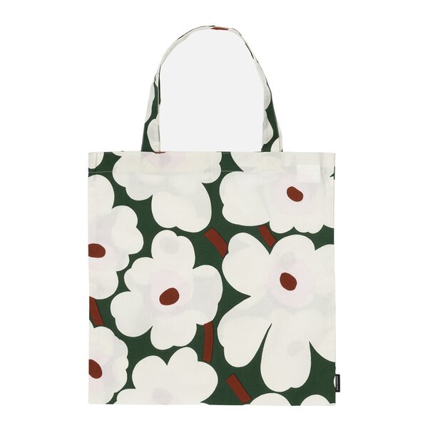 Pieni Unikko handlenett 44x43 cm mørk grønn/hvit/rosa