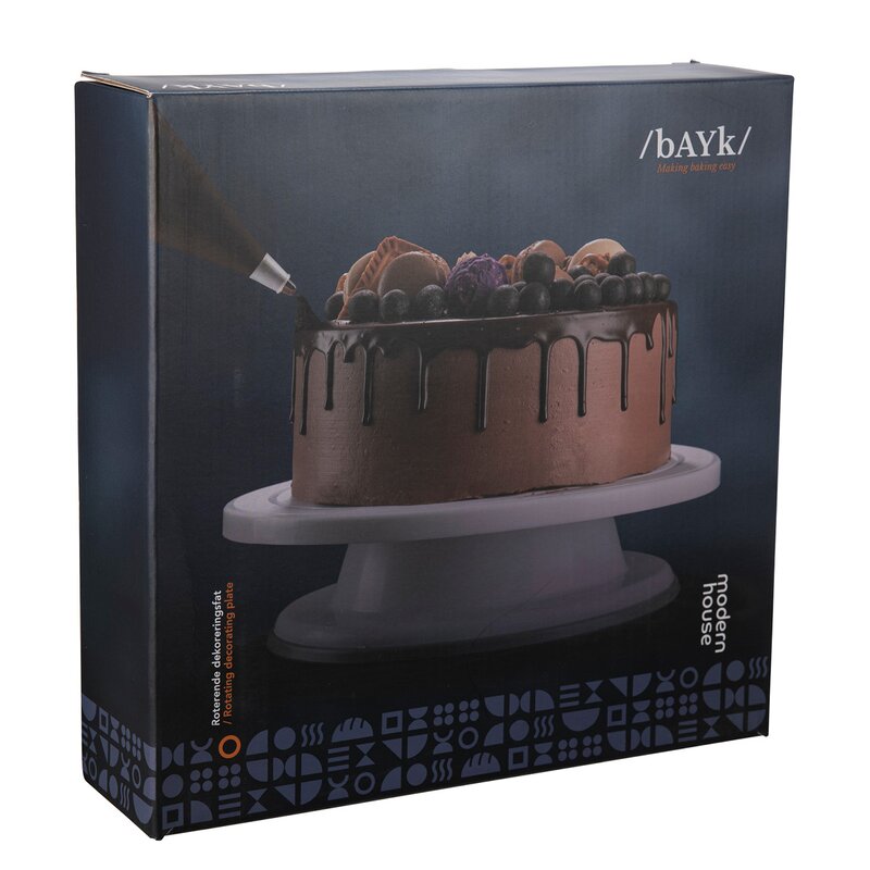 Bayk roterende dekoreringsfat 27 cm hvit
