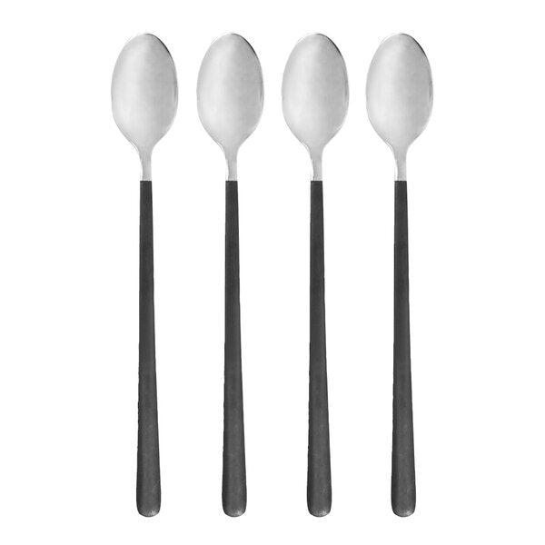 Ox lang skje 19,5 cm 4 stk svart/sølv