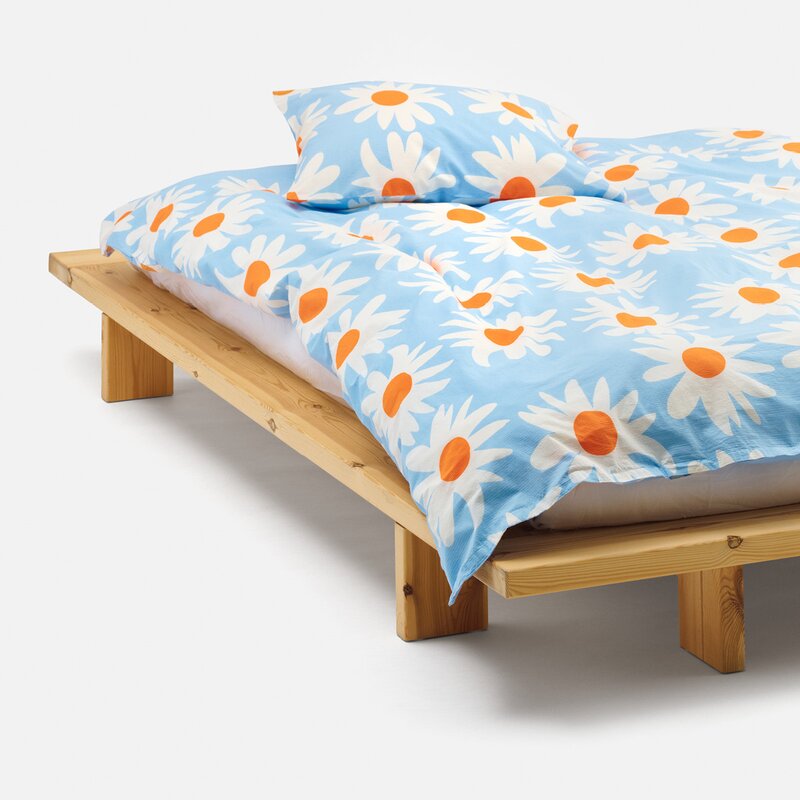 Rakastaa, ei rakastaa putetrekk 50x70cm blå/hvit/oransje