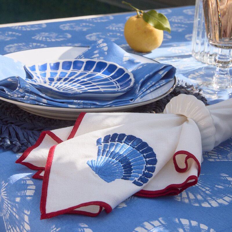 Shell stoneware serviettring 8 cm hvit