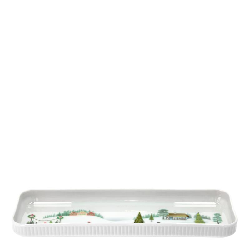 Vinter fat rektangulært 36x12 cm Ildfast porselen hvit