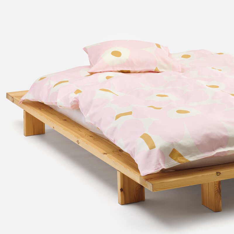 Unikko sengesett 150x210 cm hvit/rosa/beige