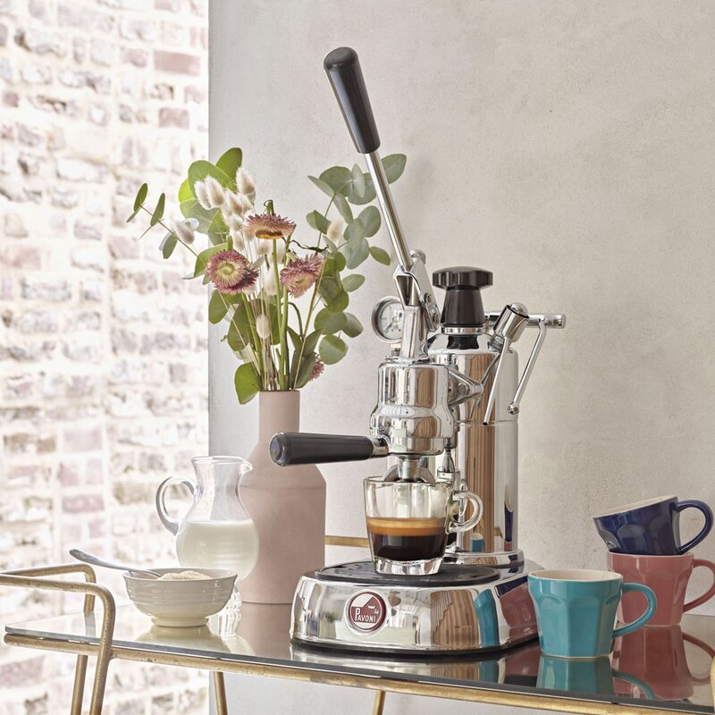 Lever manuell espressomaskin 0,8L professional lusso stål