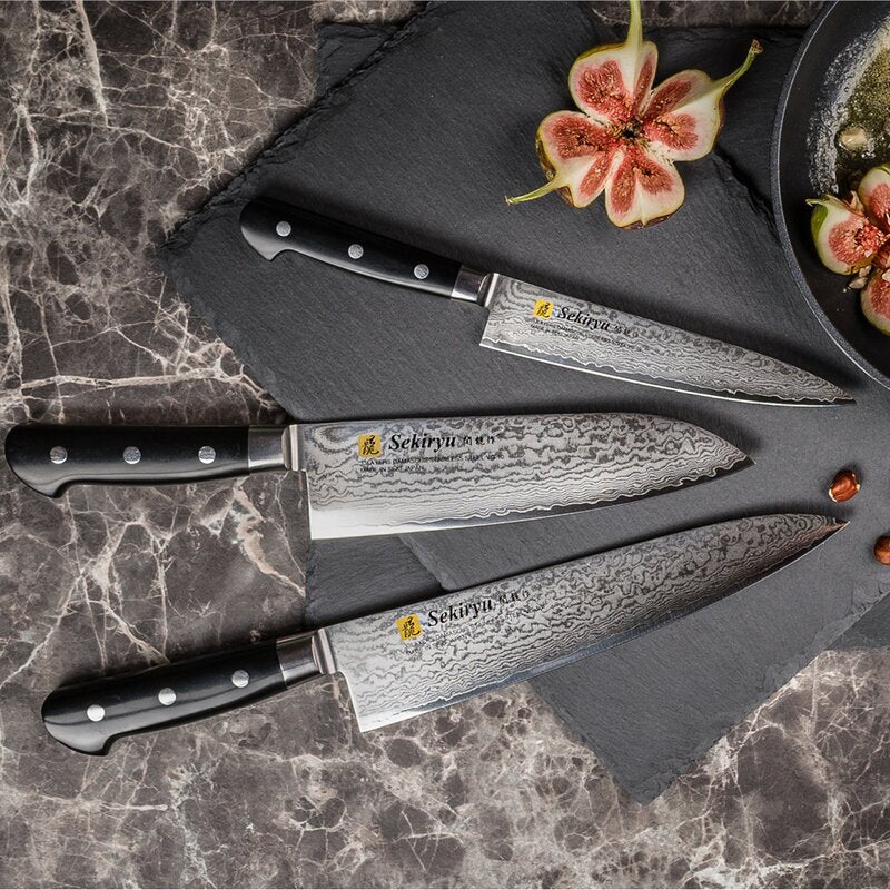 Damask santokukniv 18 cm svart