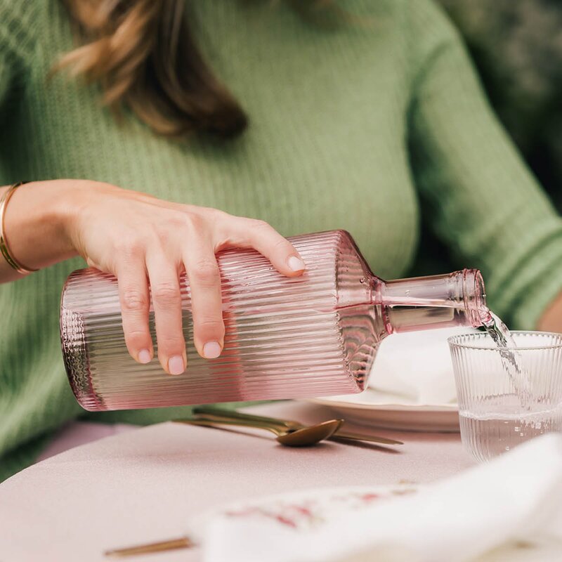 Ribbed Elegance gaveeske Pink 3 deler rosa