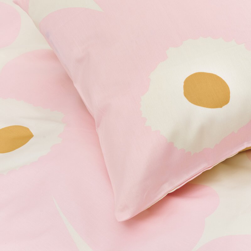 Unikko sengesett 150x210 cm hvit/rosa/beige