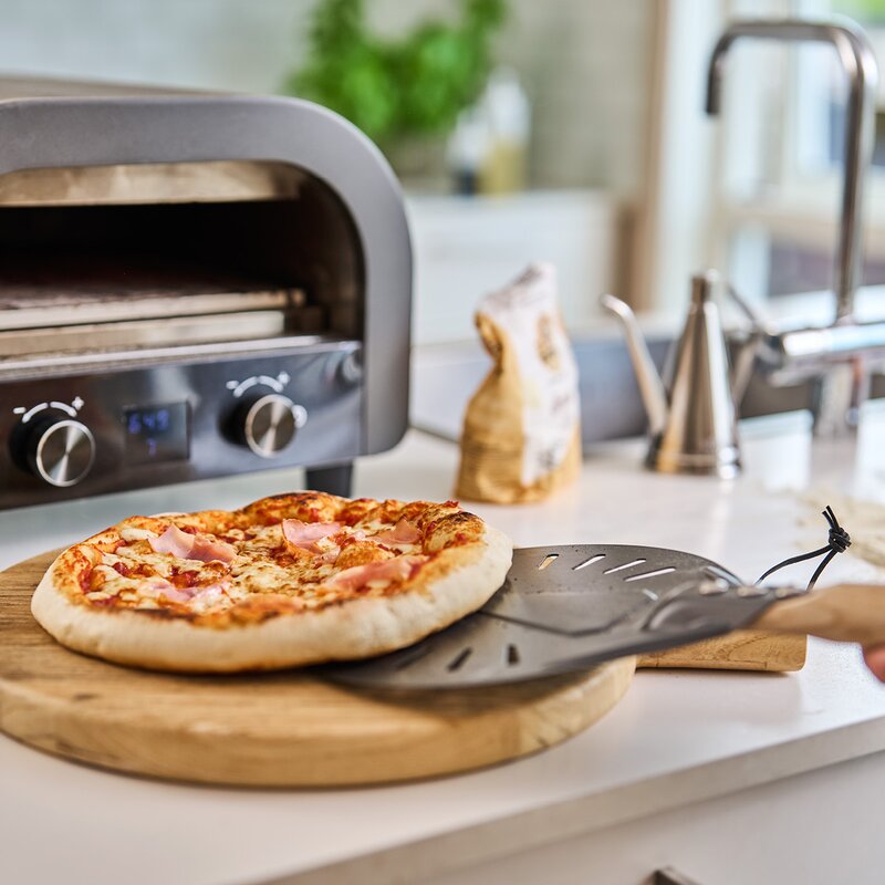 Napo pizzaspade 70x20 cm gun metal/natur