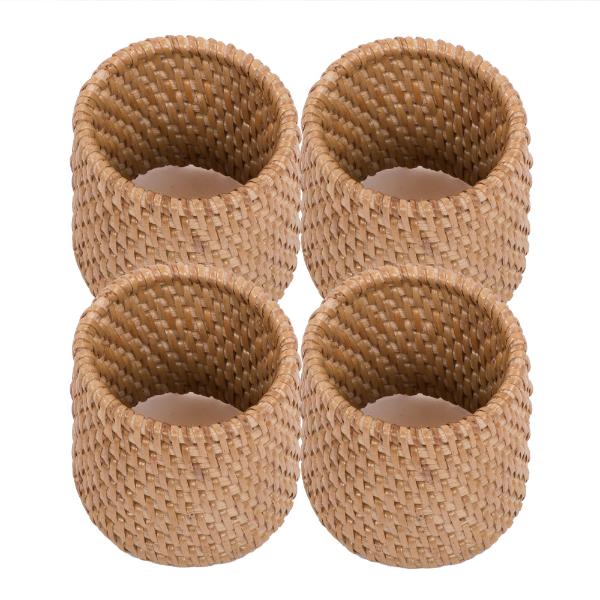 Rattan serviettring 4 stk beige