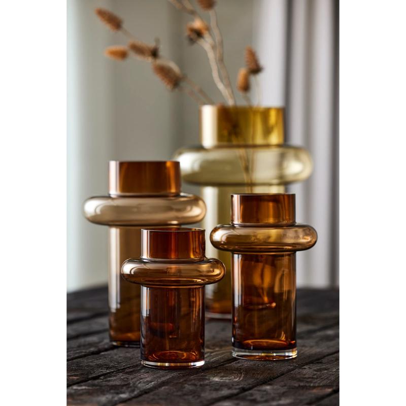 Tube vase 20 cm amber glass