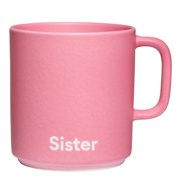 Favourite kopp med hank Sister 25 cl pink