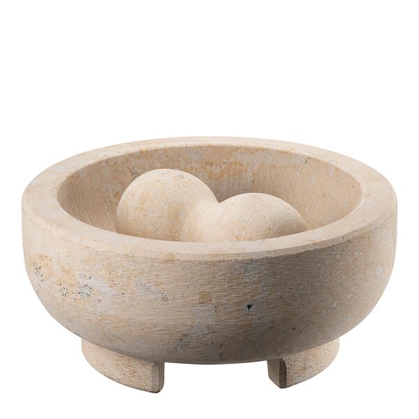 Morter 20 cm beige marmor