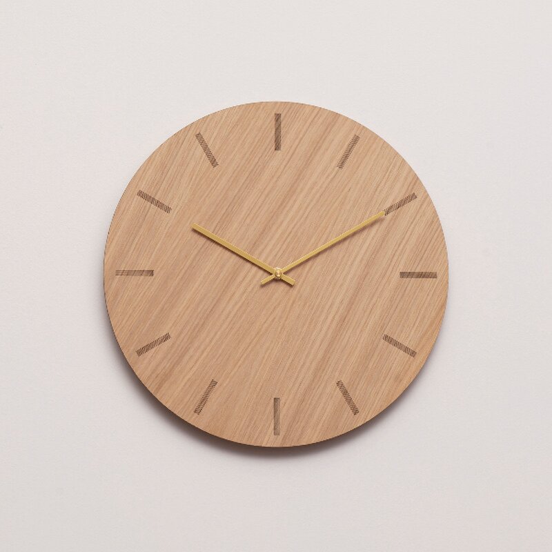 Light Oak veggklokke 38 cm lys eik m/gull viser