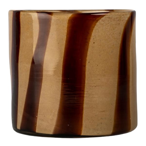 Calore vase/lyslykt 15x15 cm beige/brun striper
