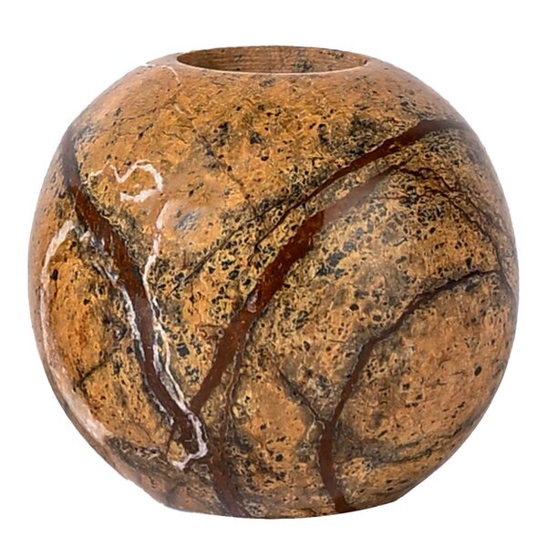 Sten lysestake 6 cm brun