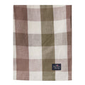 Rutete lin/bomulls duk 180x180 cm oliven/hvit/brun