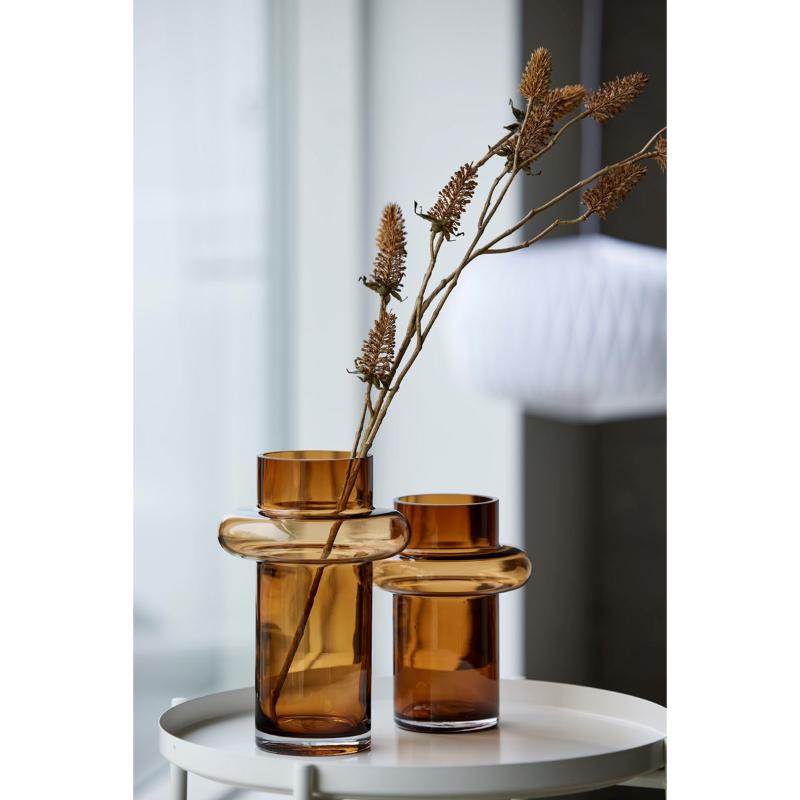 Tube vase 20 cm amber glass